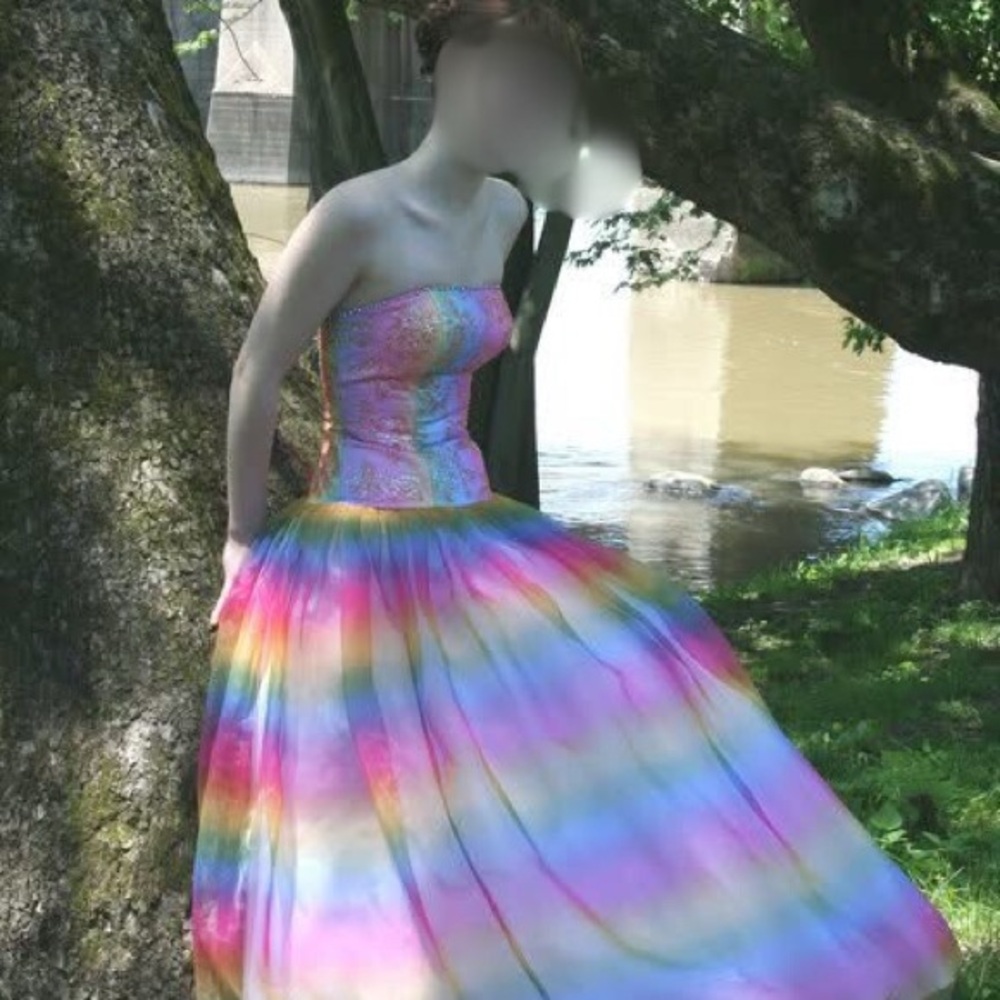 Glam Gurlz Strapless Multicolor Gown
